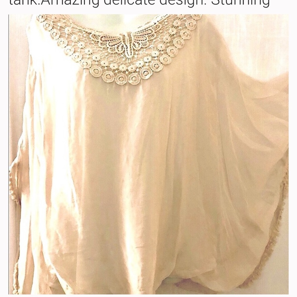 One of a kind. Sheer top/built-in cotton tank.Amazing delicate design. Stunning